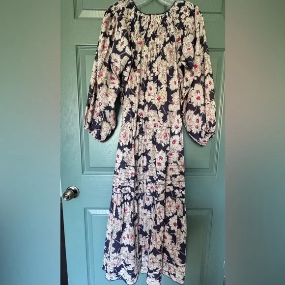 ❤️ THE GREAT FLOWY DAISY FLORAL COTTON MIDI DRESS BALLOON SLEEVES PEASANT BOHO - Picture 2 of 10